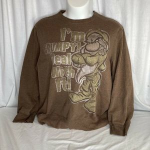 Vintage Disney Long Sleeve Sweatshirt XL I’m Grumpy Deal With It Brown Unisex